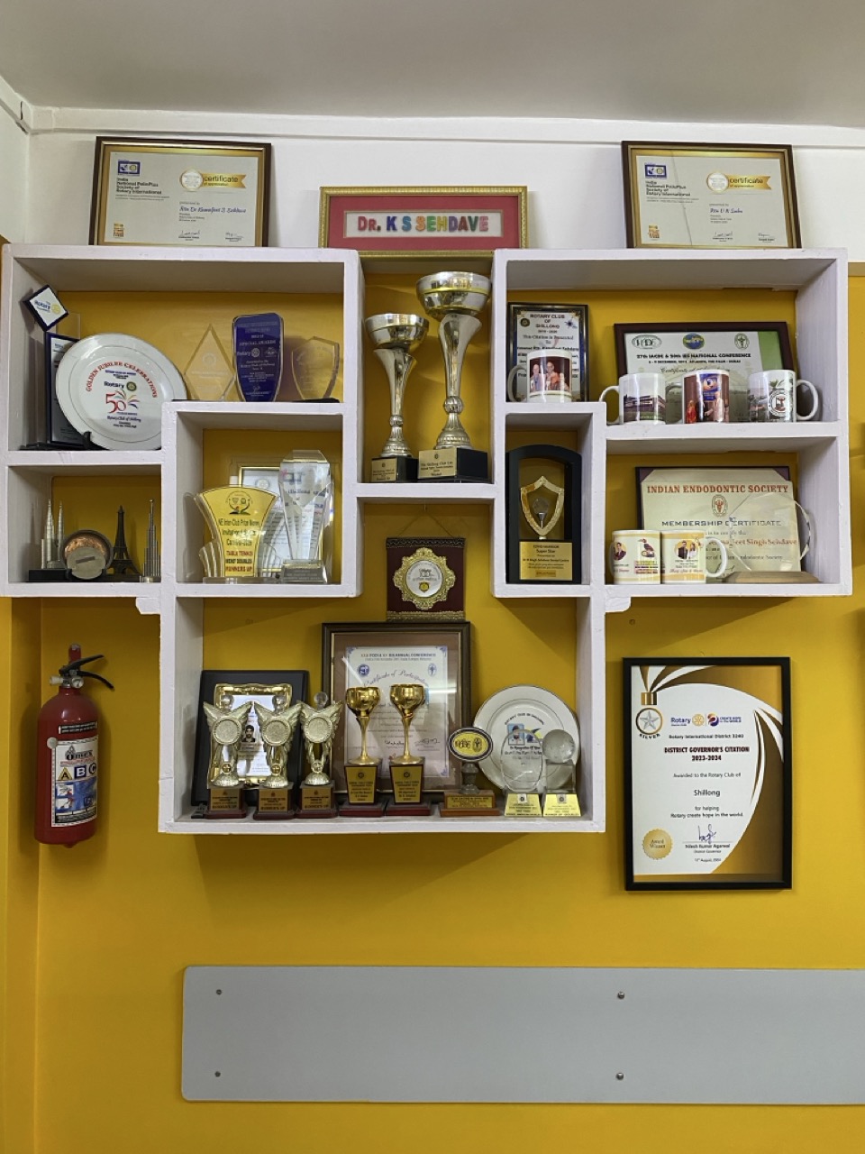 Rotary Club appreciation plaque displayed in clinic