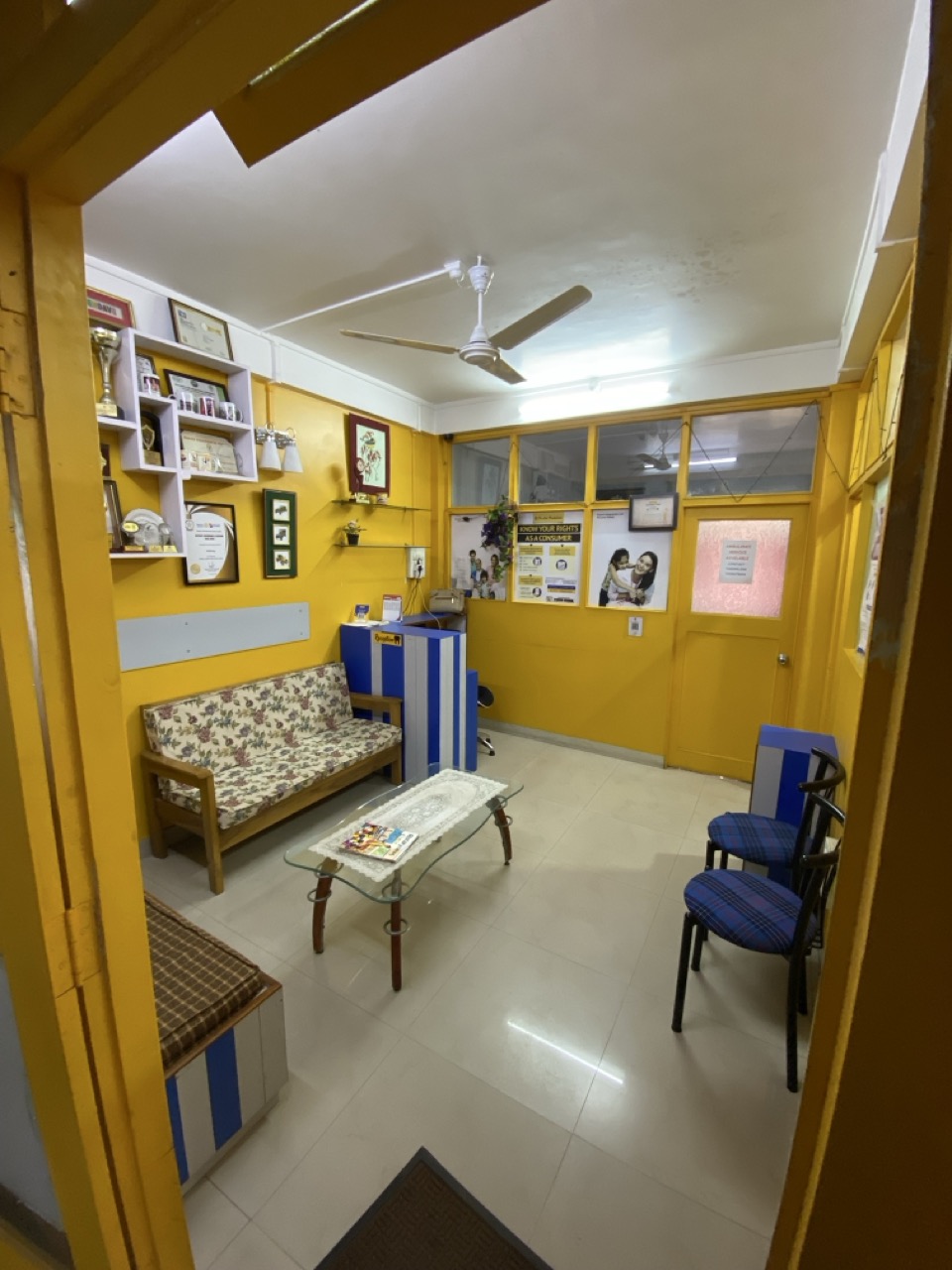 Reception desk area with side seating