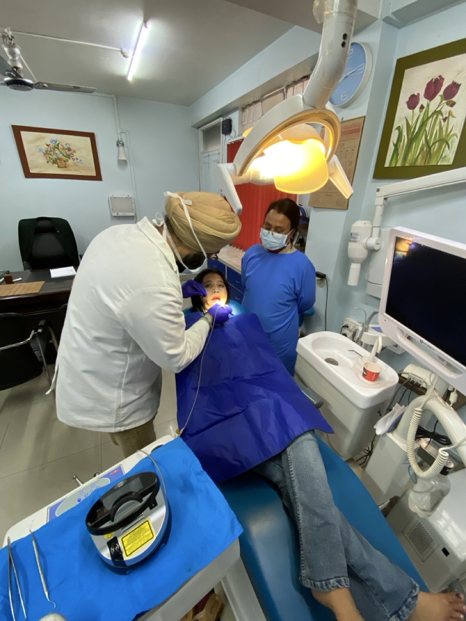 Dental treatment session in progress
